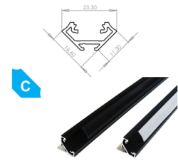 LEDLabs Hliníkový profil LUMINES C 1m pro LED pásky, eloxovaný černý