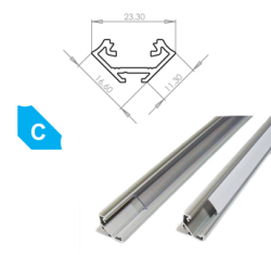 LEDLabs Hliníkový profil LUMINES C 1m pro LED pásky, eloxovaný stříbrný