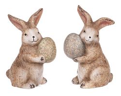 Dekorační soška Velikonoční zajíček s vajíčkem, mix 2 druhů