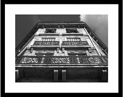 Rámovaný obraz Budova 50x40 cm, černobílý