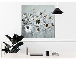 Ručně malovaný obraz Květiny 80x80 cm, 3D struktura