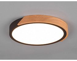 Stropní LED osvětlení Jano 31 cm, dřevo/černý kov, kulaté